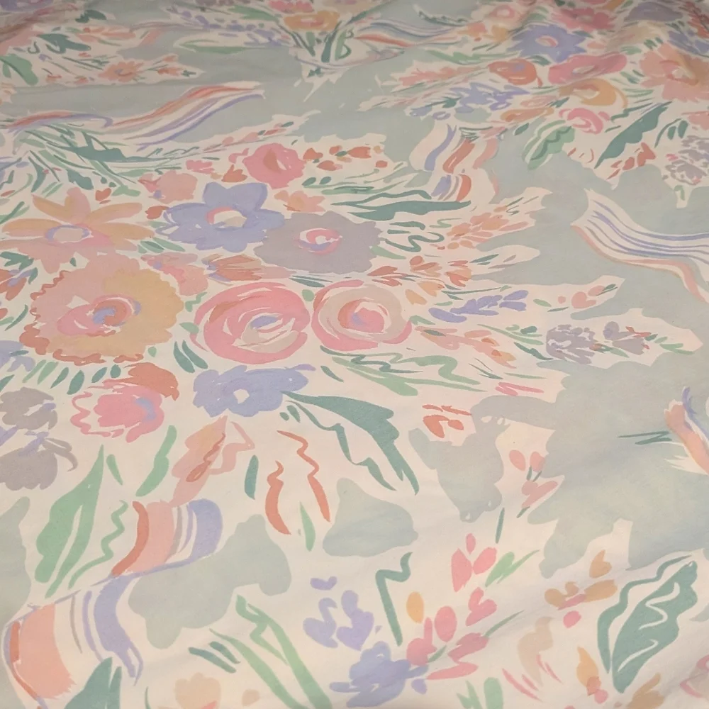 COLLIER CAMPBELL Duvet Cover Twin Floral Pastel Cotton Percale Vintage